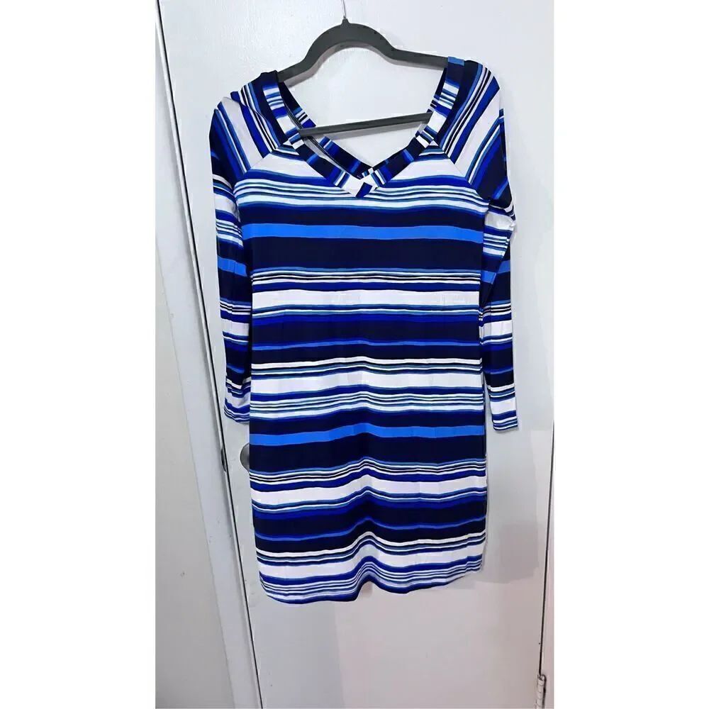 LILLY PULITZER SUZANNE LONG SLEEVE BLUE WHITE DRESS SIZE 4/6